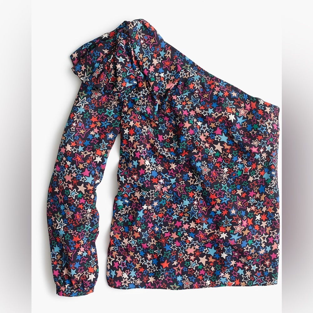 J. Crew Like New Kaleidoscope Star Print One Shoulder Top